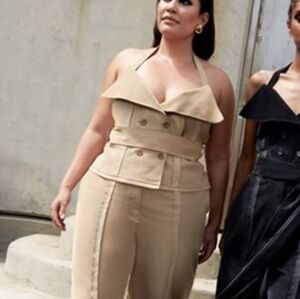 Khaki Corduroy Corset Top, Size 8 (S/M), by Yannik Zamboni (Making the Cut), NWT